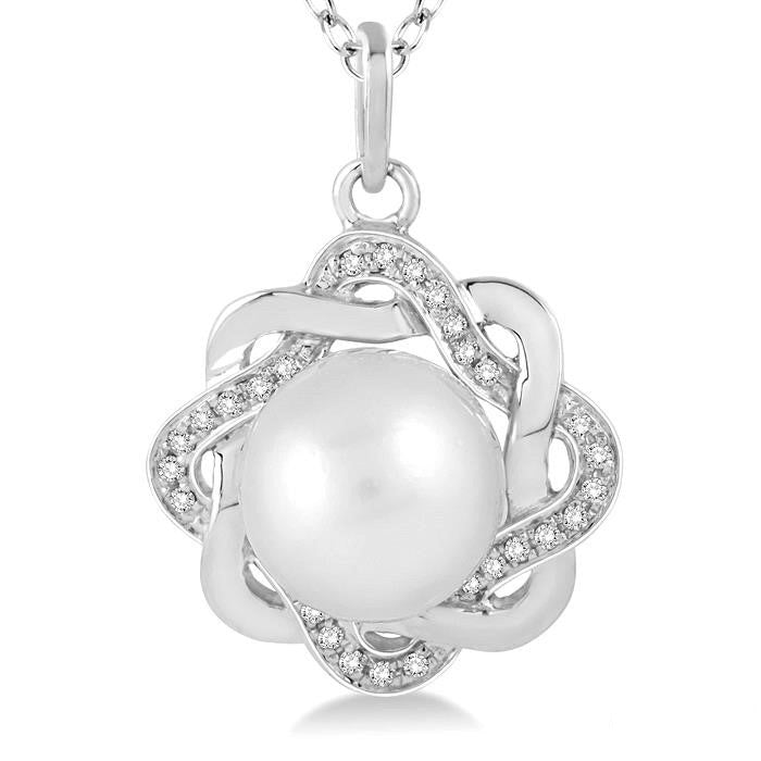 Ivy Silver Pearl & Diamond Pendant