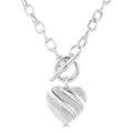 1/10 Ctw Round Cut Diamond Swirl Design Heart Toggle Fashion Necklace in Sterling Silver