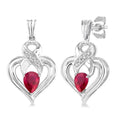 5x3 MM Pear Shape Ruby and 1/50 Ctw Round Cut Diamond Earrings in Sterling Silver