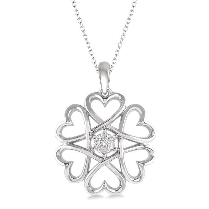 Silver Heart Shape Diamond Fashion Pendant