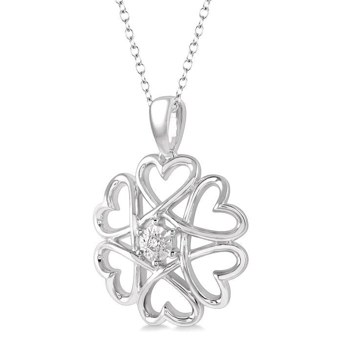 Silver Heart Shape Diamond Fashion Pendant