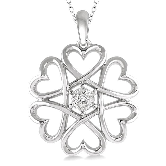 Silver Heart Shape Diamond Fashion Pendant