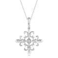 1/50 Ctw Fleur De Lis Round Cut Diamond Pendant With Chain in Sterling Silver