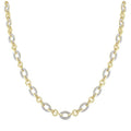 1/4 Ctw Oval Shaped Open Window Link Round Cut Diamond Necklace in Yellow Gold Vermeil