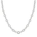 Silver Bold Oval Rope Link Diamond Necklace