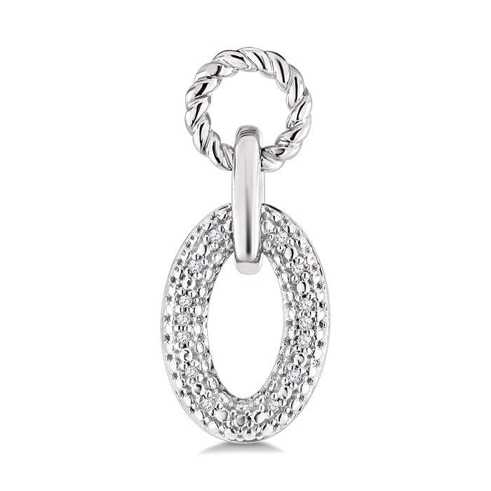 1/10 Ctw Round Cut Diamond Bold Oval Shape Rope Link Earrings in Sterling Silver