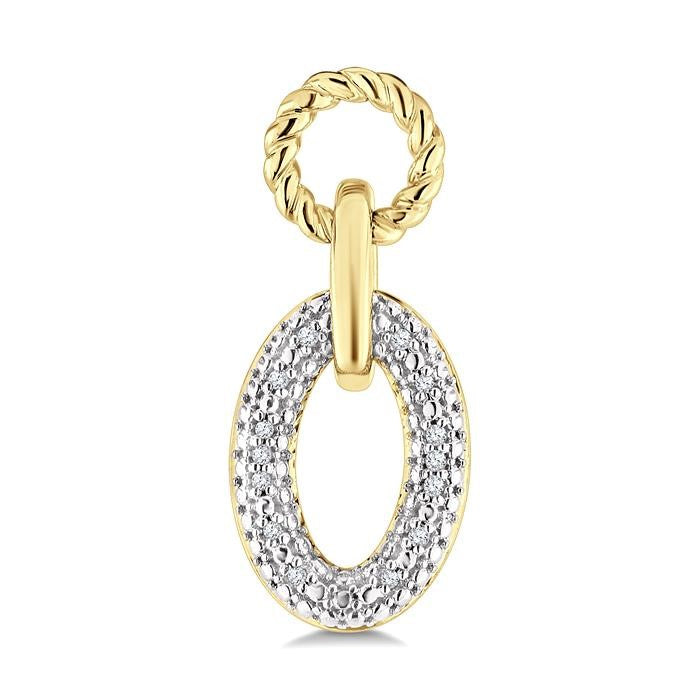1/10 Ctw Oval Shaped Open Window Link Round Cut Diamond Earrings in Yellow Gold Vermeil