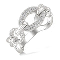 Silver Bold Oval Rope Link Diamond Ring