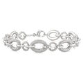 1/10 Ctw Round Cut Diamond Bold Oval Shape Rope Link Bracelet in Sterling Silver