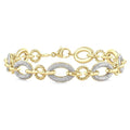 1/10 Ctw Oval Shaped Open Window Link Round Cut Diamond Bracelet in Yellow Gold Vermeil