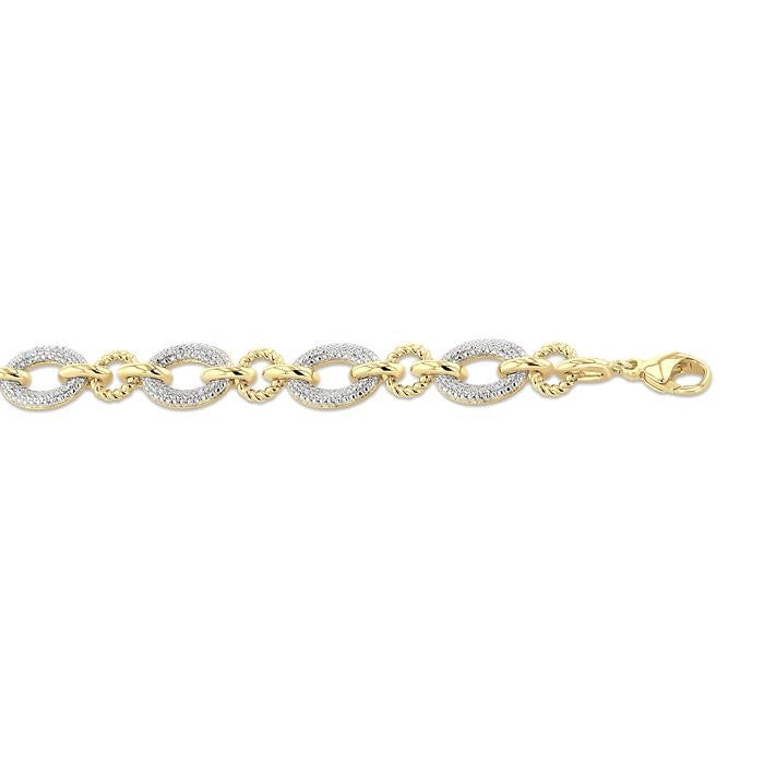 1/10 Ctw Oval Shaped Open Window Link Round Cut Diamond Bracelet in Yellow Gold Vermeil