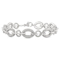 Silver Bold Oval Rope Link Diamond Bracelet