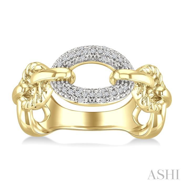 1/10 Ctw Oval Shaped Open Window Link Round Cut Diamond Ring in Yellow Gold Vermeil