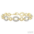 1/10 Ctw Oval Shaped Open Window Link Round Cut Diamond Bracelet in Yellow Gold Vermeil