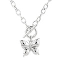 1/10 Ctw Round Cut Diamond Butterfly Mosaic Fashion Toggle Necklace in Sterling Silver