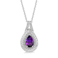 Wisteria Silver Pear Shape Gemstone & Diamond Pendant