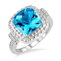 Silver Gemstone & Diamond Ring