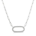 1/10 Ctw Round Cut Diamond Paperclip Pendant With Chain in Sterling Silver