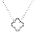 1/10 Ctw Round Cut Diamond Paperclip Pendant With Chain in Sterling Silver