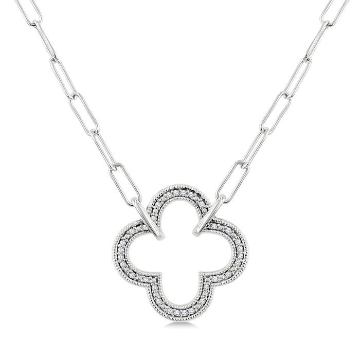 Silver Paperclip Clover Diamond Fashion Pendant