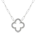 Silver Paperclip Clover Diamond Fashion Pendant