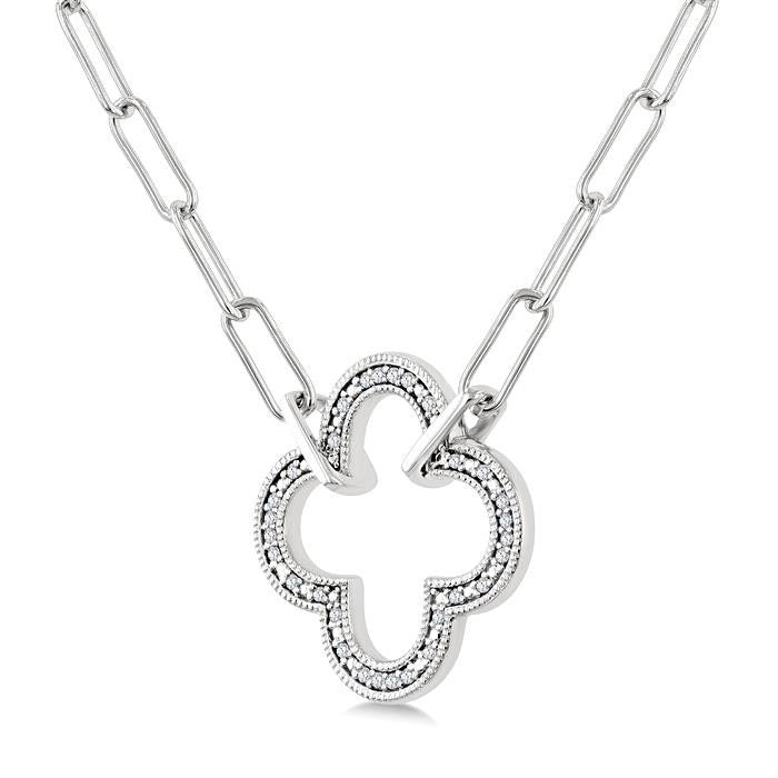 Silver Paperclip Clover Diamond Fashion Pendant
