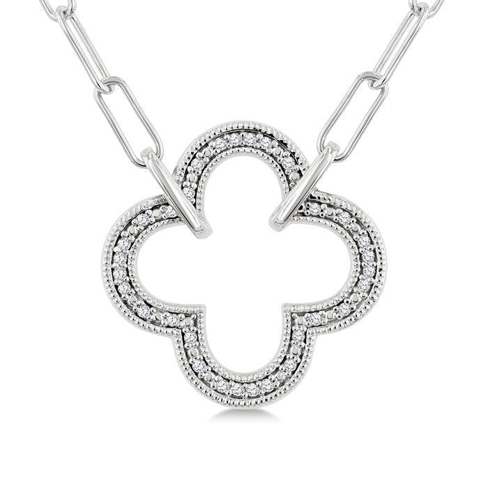 Silver Paperclip Clover Diamond Fashion Pendant