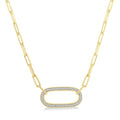 1/10 Ctw Paperclip Round Cut Diamond Fashion Pendant With Chain in Yellow Gold Vermeil