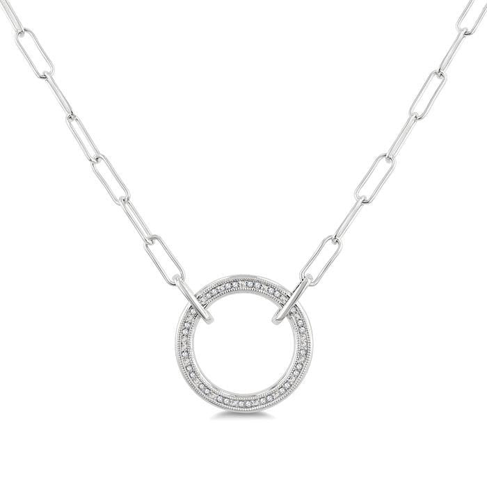 Silver Paperclip Diamond Fashion Pendant