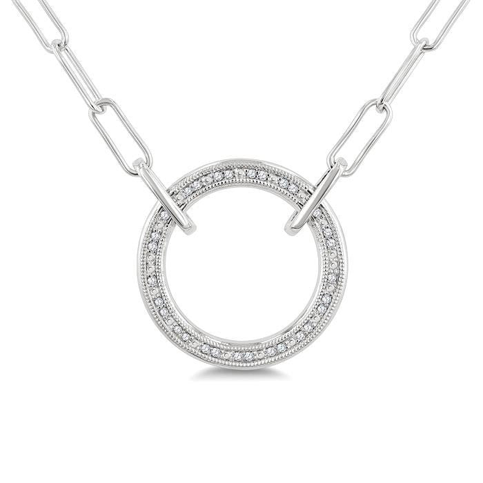 Silver Paperclip Diamond Fashion Pendant