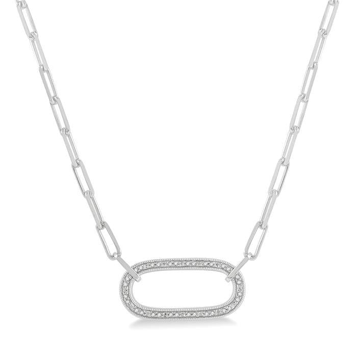 Silver Paperclip Diamond Fashion Pendant