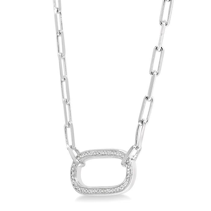 Silver Paperclip Diamond Fashion Pendant