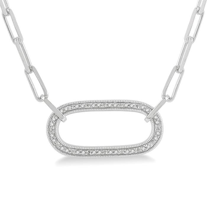 Silver Paperclip Diamond Fashion Pendant
