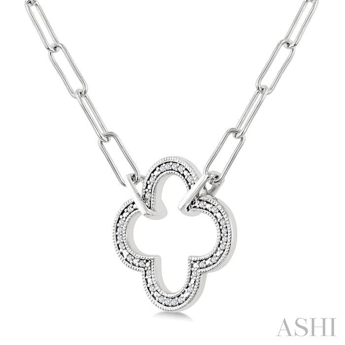 1/10 Ctw Round Cut Diamond Paperclip Pendant With Chain in Sterling Silver