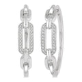 1/10 Ctw Round Cut Diamond Paperclip Hoop Earrings in Sterling Silver