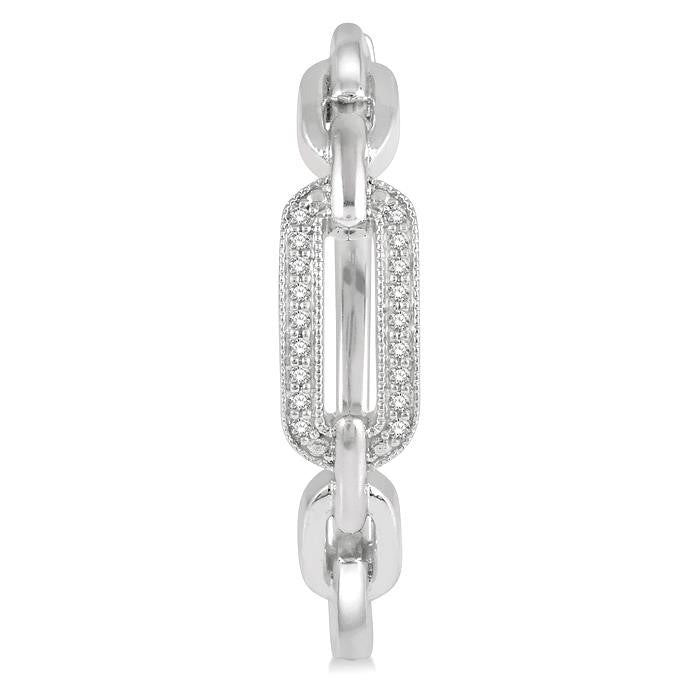 1/10 Ctw Round Cut Diamond Paperclip Hoop Earrings in Sterling Silver