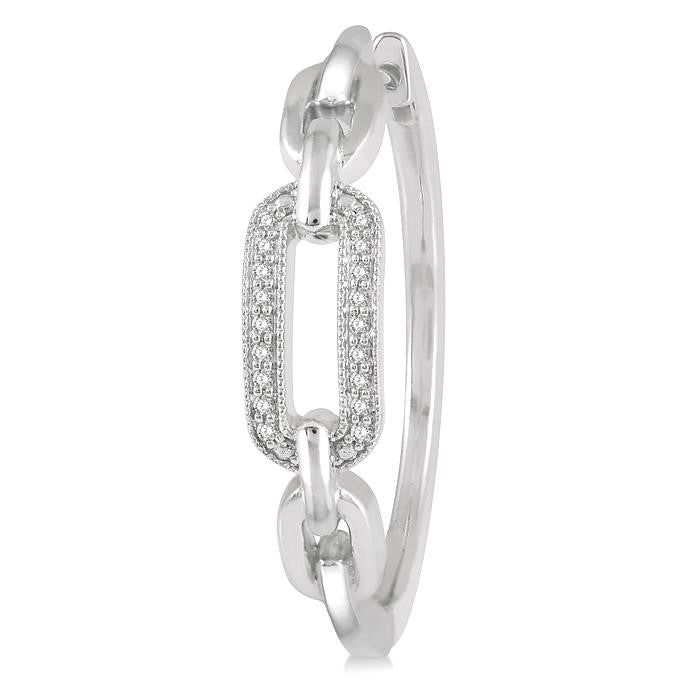 1/10 Ctw Round Cut Diamond Paperclip Hoop Earrings in Sterling Silver