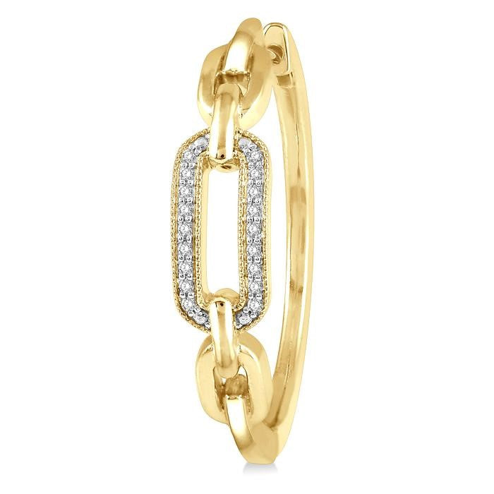 1/10 Ctw Round Cut Diamond Paperclip Hoop Earrings in Yellow Gold Vermeil