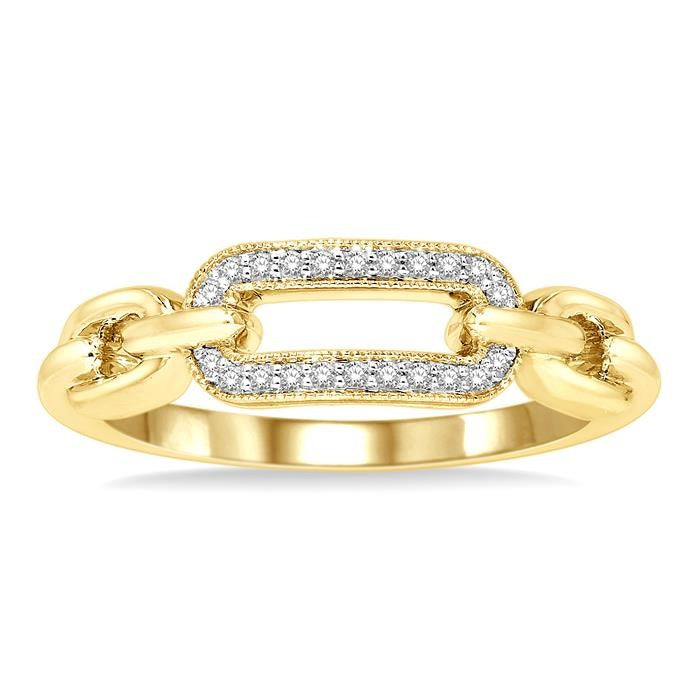 1/10 Ctw Round Cut Diamond Paperclip Ring in Yellow Gold Vermeil