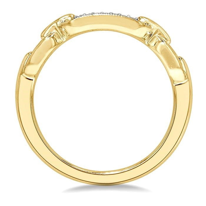 1/10 Ctw Round Cut Diamond Paperclip Ring in Yellow Gold Vermeil