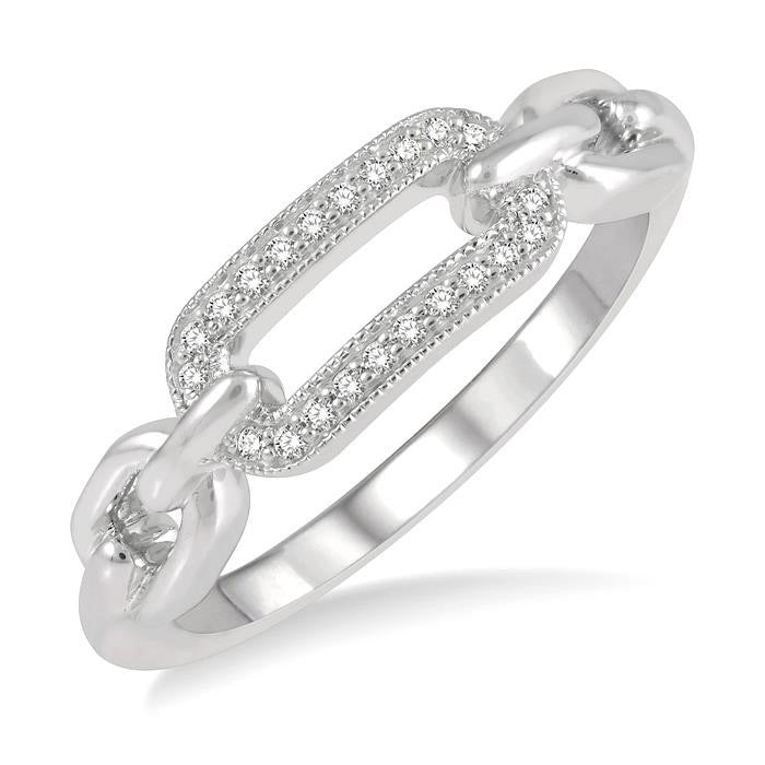 Silver Paperclip Diamond Fashion Ring