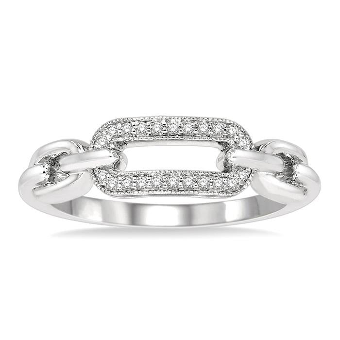 Silver Paperclip Diamond Fashion Ring