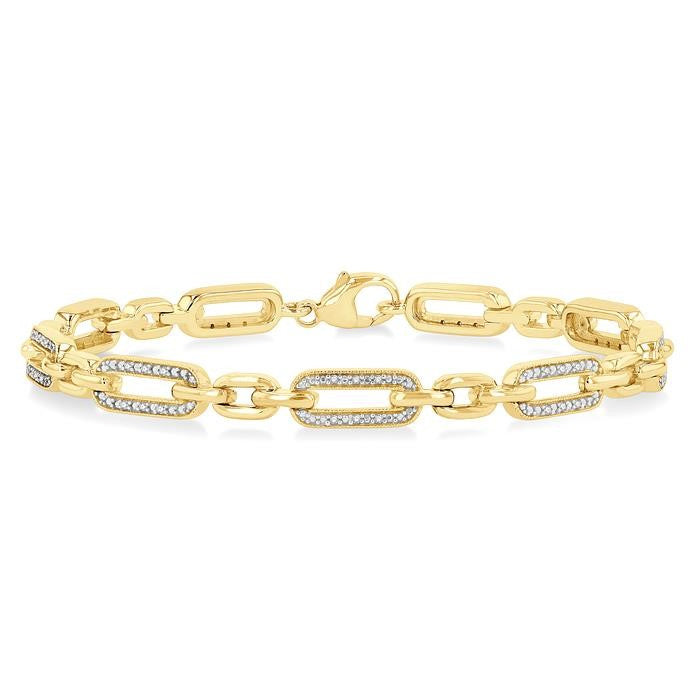 1/6 Ctw Round Cut Diamond Paperclip Bracelet in Yellow Gold Vermeil