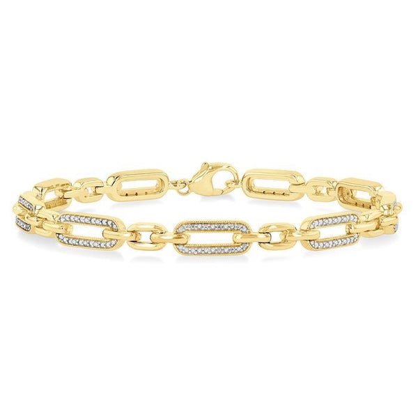 1/6 Ctw Round Cut Diamond Paperclip Bracelet in Yellow Gold Vermeil