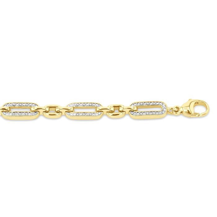 1/6 Ctw Round Cut Diamond Paperclip Bracelet in Yellow Gold Vermeil