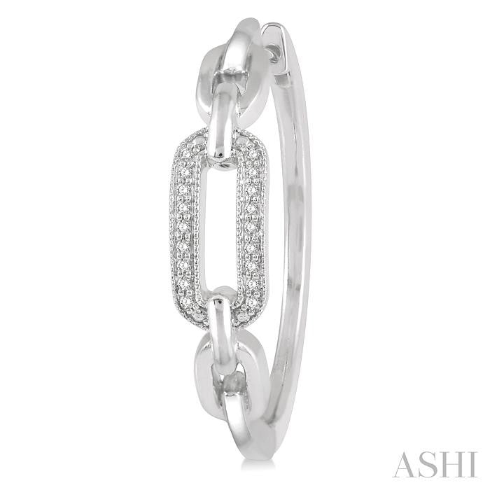 1/10 Ctw Round Cut Diamond Paperclip Hoop Earrings in Sterling Silver
