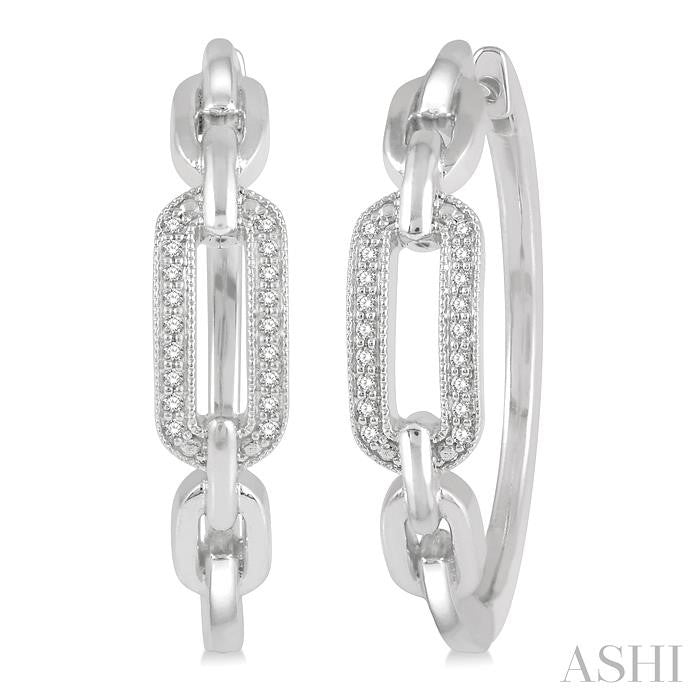 1/10 Ctw Round Cut Diamond Paperclip Hoop Earrings in Sterling Silver