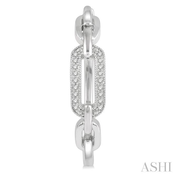 1/10 Ctw Round Cut Diamond Paperclip Hoop Earrings in Sterling Silver