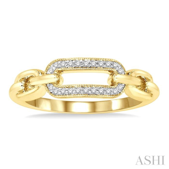 1/10 Ctw Round Cut Diamond Paperclip Ring in Yellow Gold Vermeil