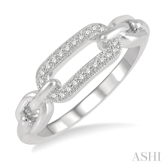 1/10 Ctw Round Cut Diamond Paperclip Ring in Sterling Silver